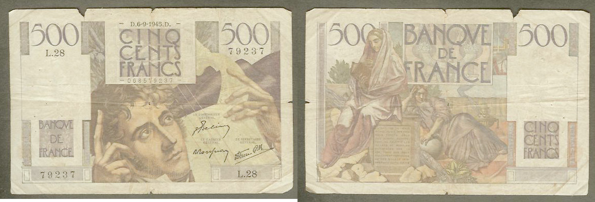 500 Francs Chateaubriand  6.9.1945 L.28 TB